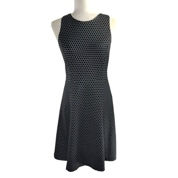 Theory Silver & Black Small Trekana Circuit Fit and Flare Dress Size 4 - Picture 2 of 12